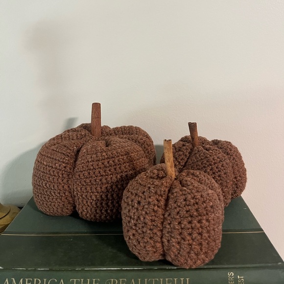 Set of 3 Hand Crochet Pumpkins - Picture 1 of 1